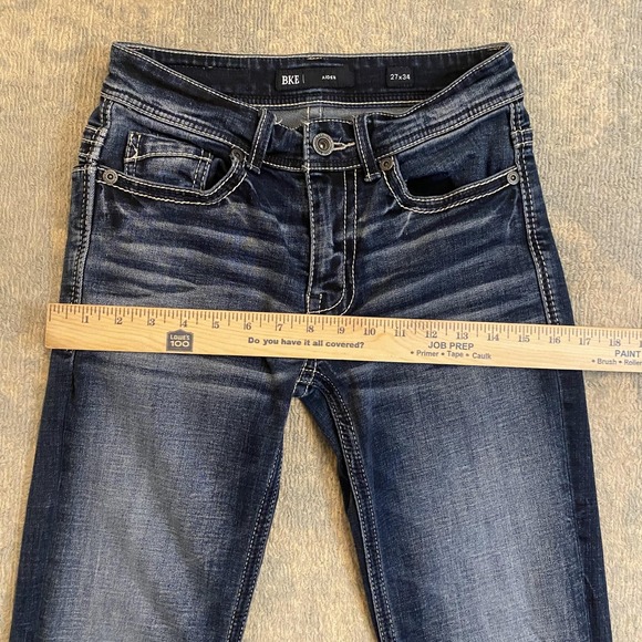 BKE Aiden Jeans Mens 27x34 Blue Dark Wash Straight Stretch Denim Pants Casual - Picture 10 of 14